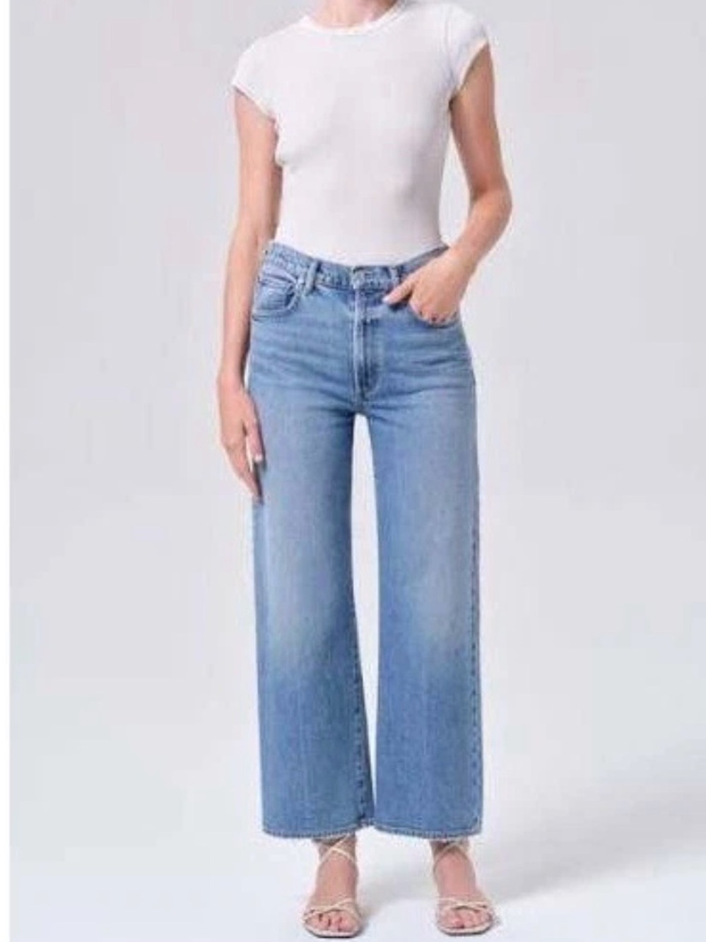 Agolde Jeans 28 Womens Blue Harper Crop Straight Leg Mid Rise Denim Relaxed Fit